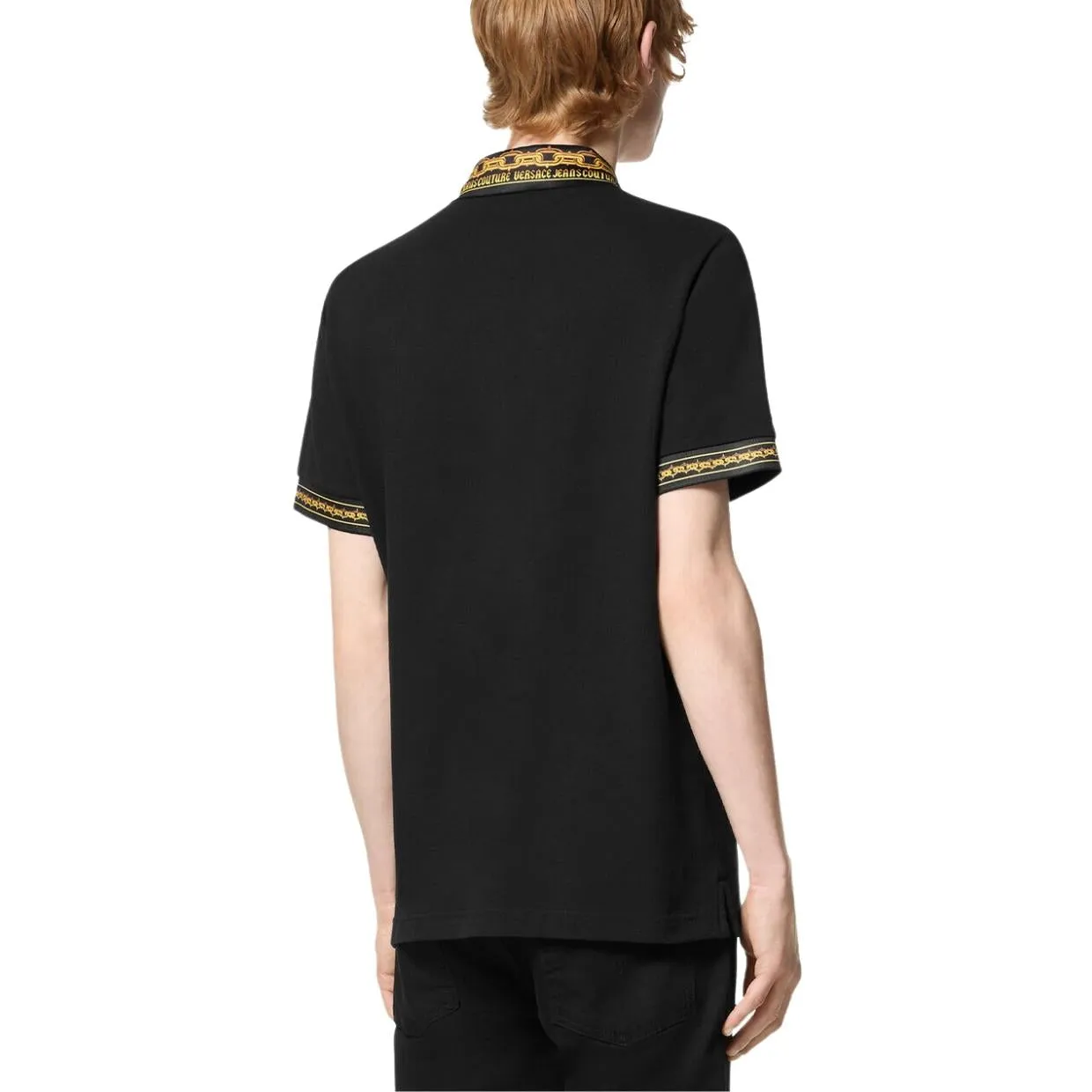 Versace Jeans Couture Collar Chain Couture Black & Gold Polo Shirt