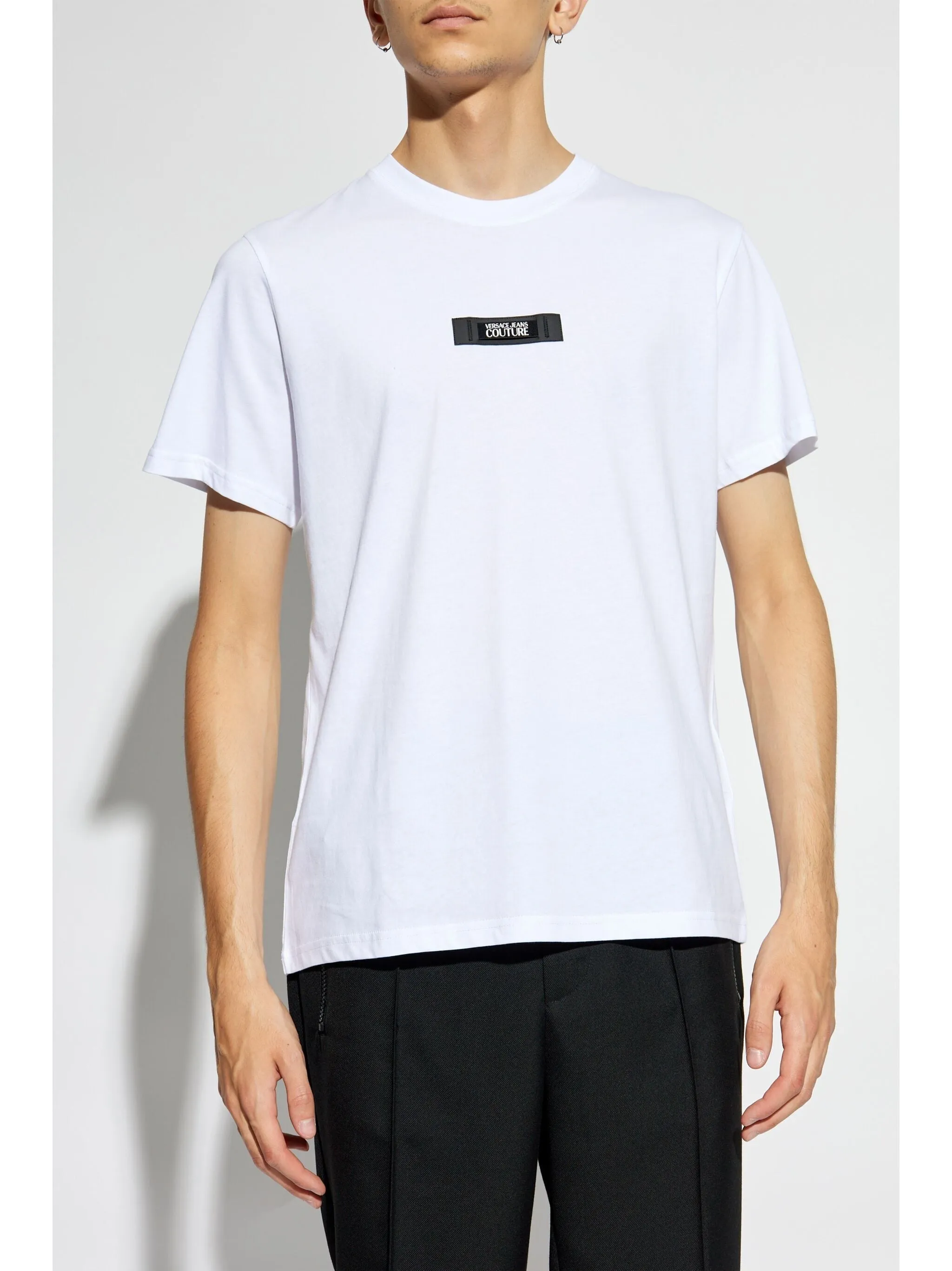 VERSACE JEANS COUTURE LOGO-PATCH COTTON T-SHIRT