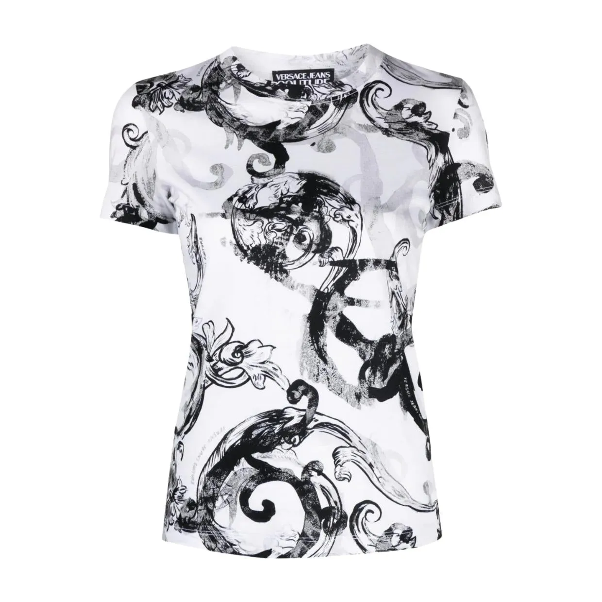 Versace Jeans Couture Watercolour Barocco Logo White T-Shirt