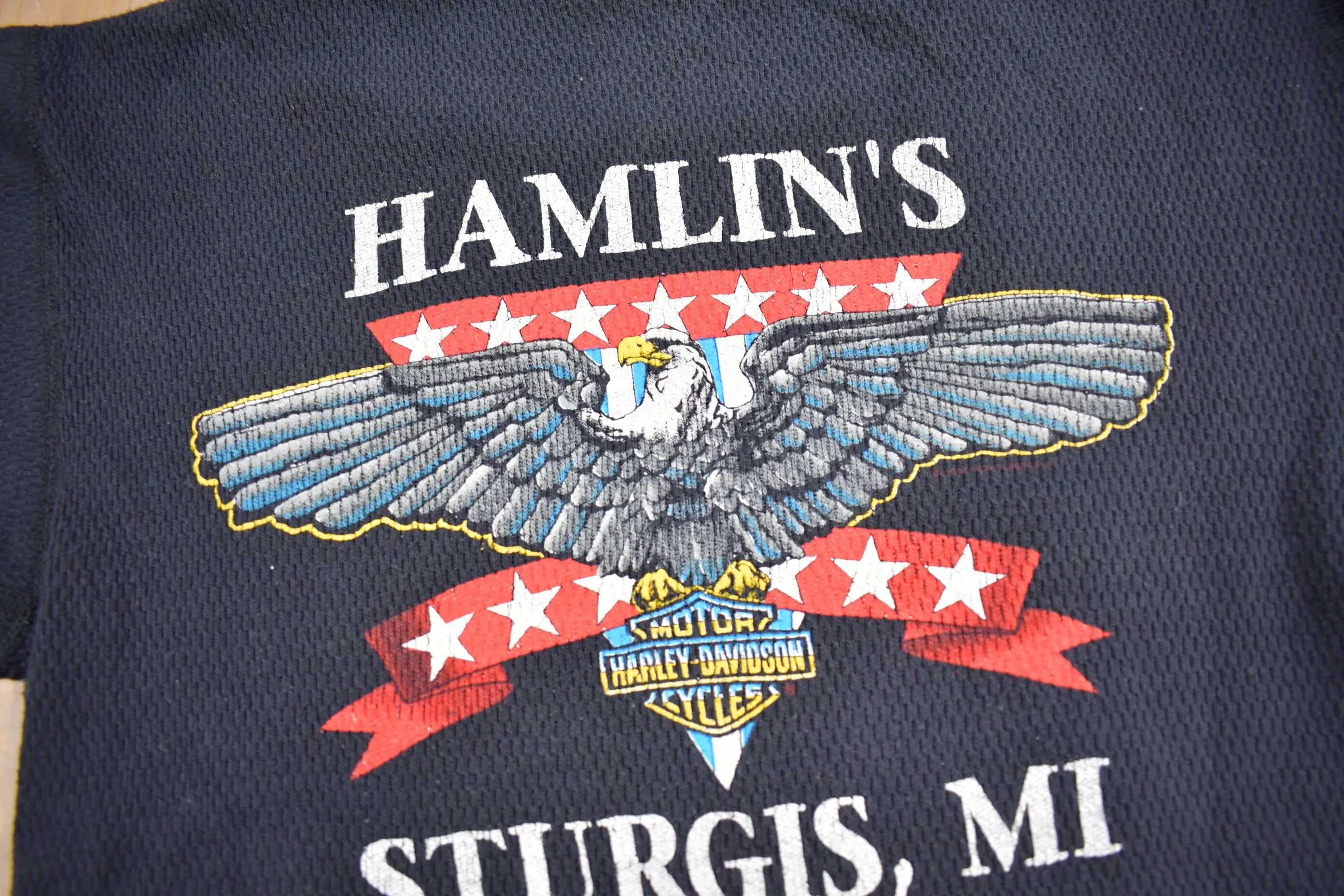 Vintage 1990s Hamlin's Harley Davidson Sturgis MI Long Sleeve Thermal Shirt