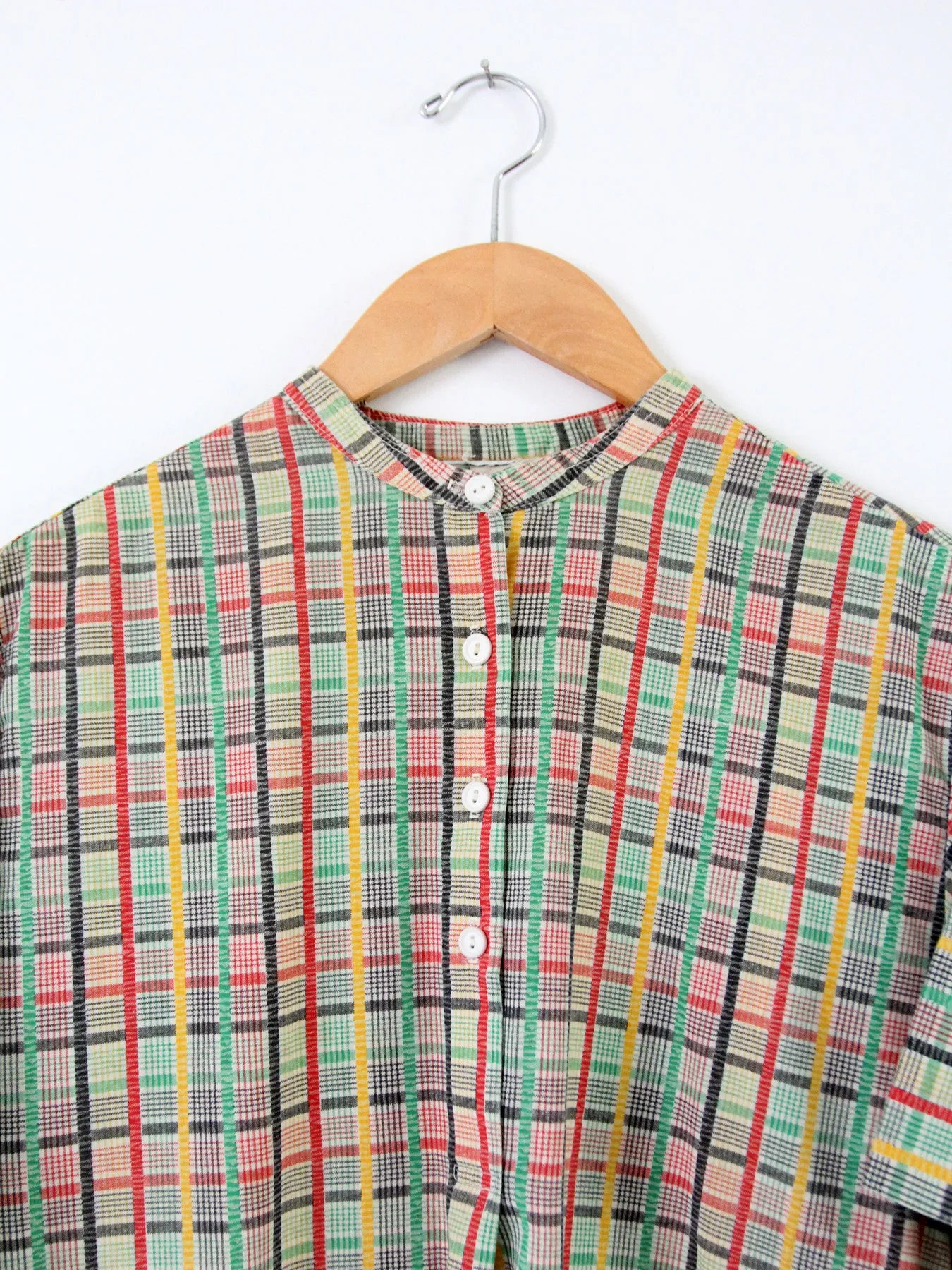 vintage 60s plaid henley shirt