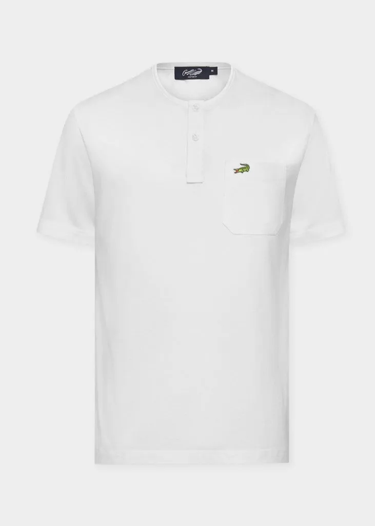 WHITE HENLEY T-SHIRT WITH CHEST POCKET