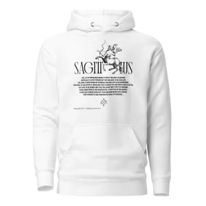 White Sagittarius Unisex Zodiac Poetry Hoodie