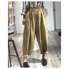 Wide Leg Pants Linen Summer Autumn Women Casual Pants with Pockets PZ97252