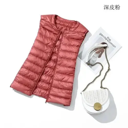 Women Autumn Winter Ultralight Thin Packable Down Sleeveless Jacket