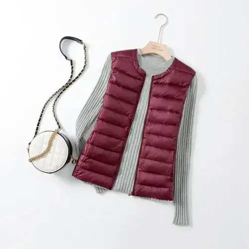 Women Autumn Winter Ultralight Thin Packable Down Sleeveless Jacket