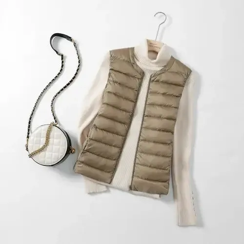 Women Autumn Winter Ultralight Thin Packable Down Sleeveless Jacket