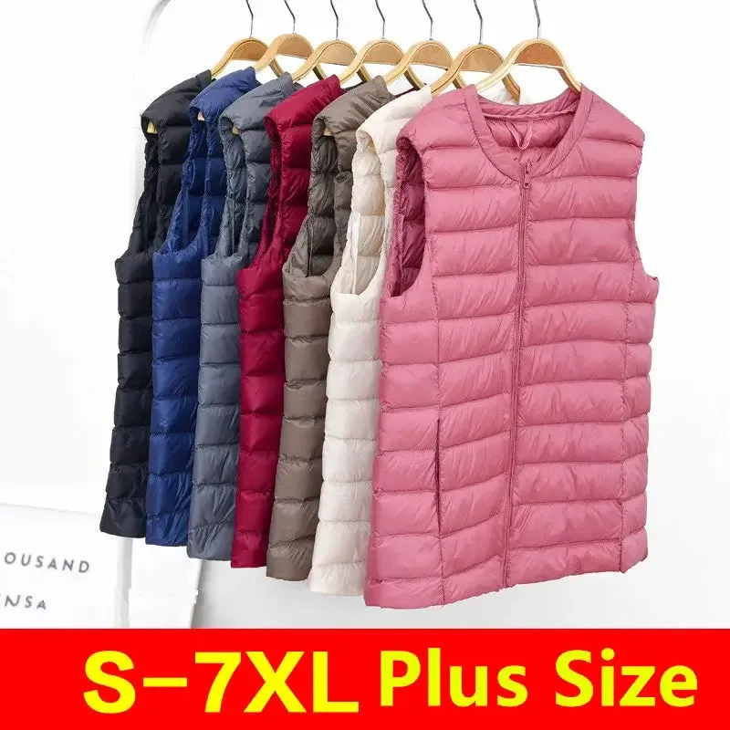 Women Autumn Winter Ultralight Thin Packable Down Sleeveless Jacket