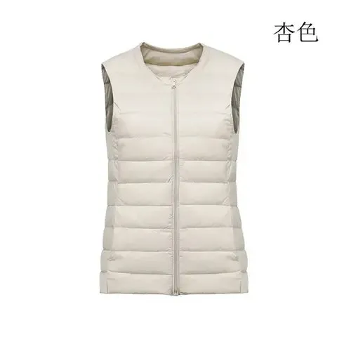 Women Autumn Winter Ultralight Thin Packable Down Sleeveless Jacket