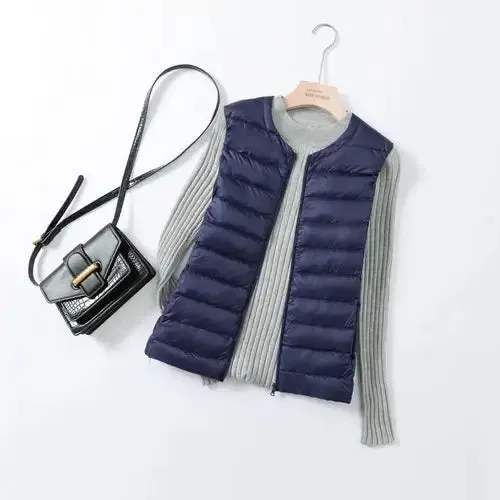 Women Autumn Winter Ultralight Thin Packable Down Sleeveless Jacket