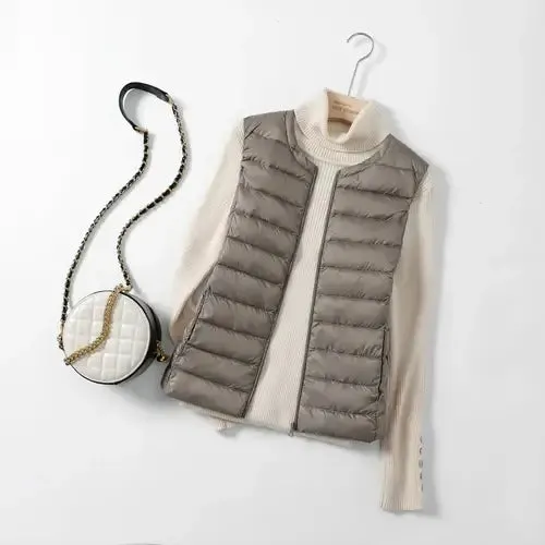 Women Autumn Winter Ultralight Thin Packable Down Sleeveless Jacket