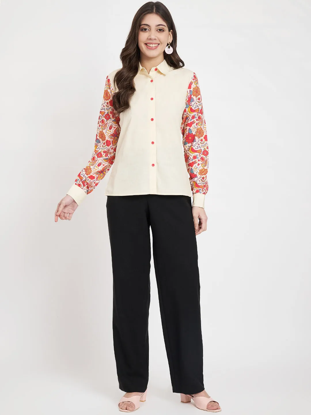 Women Floral Printed Sleeves Casual Shirt