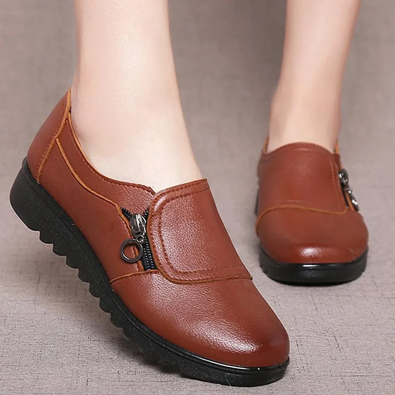 Women Leather Slip on Loafers Anti Slip Moccasins Ladies Flats Shoes