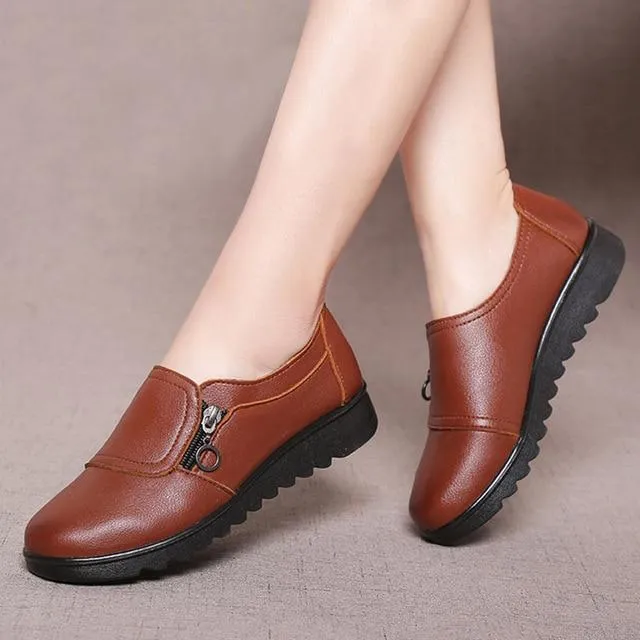 Women Leather Slip on Loafers Anti Slip Moccasins Ladies Flats Shoes