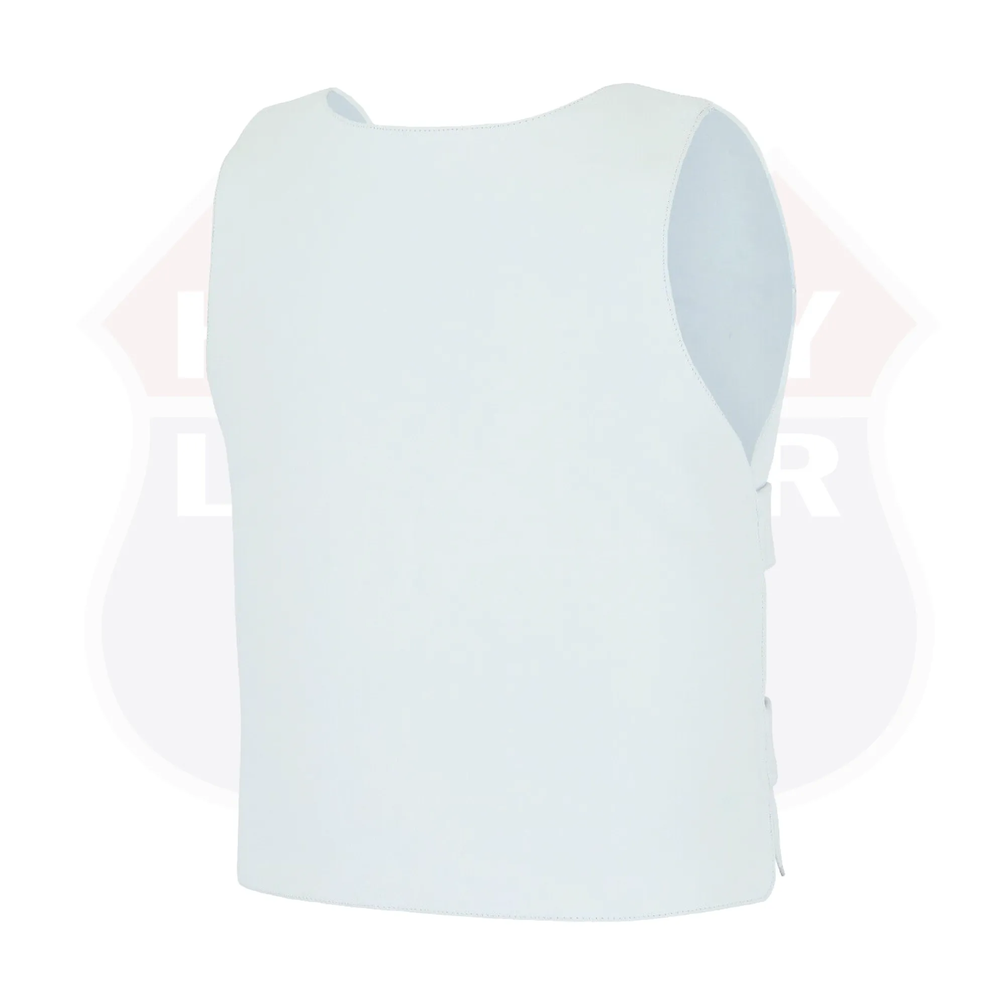 Women White Bullet proof style leather Vest for Biker club