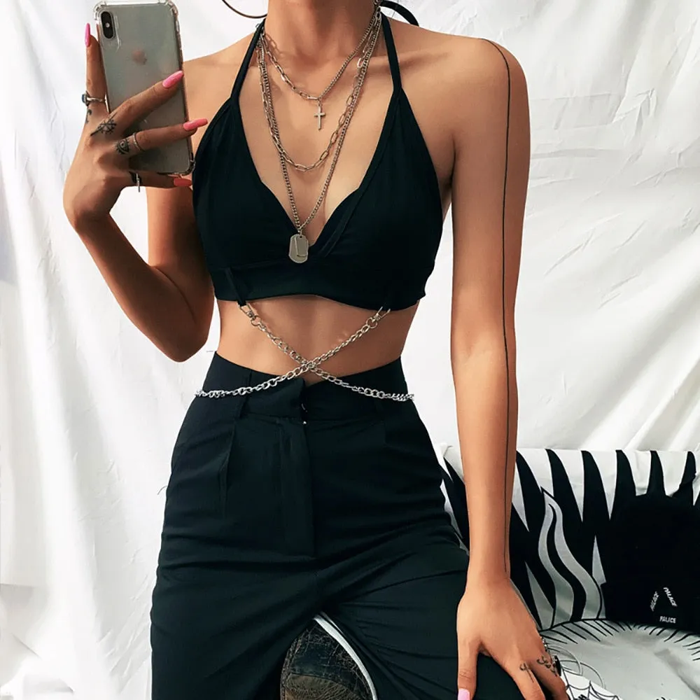 Women's Black Summer Sleeveless Tops