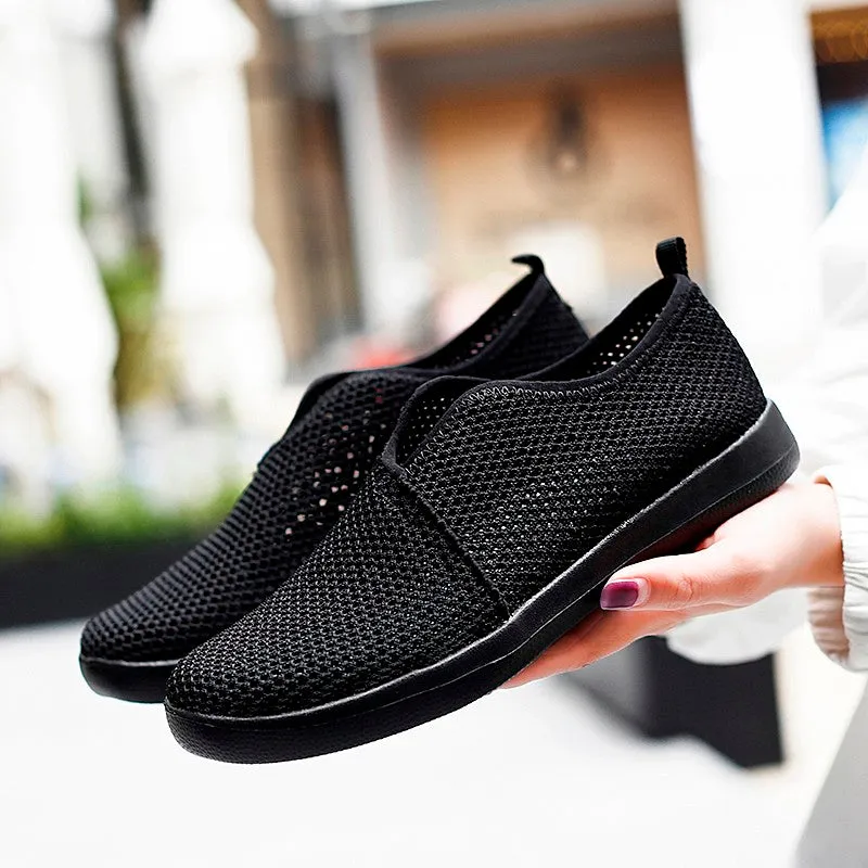 Women's breathable flat slip-on leisure tennis sneakers