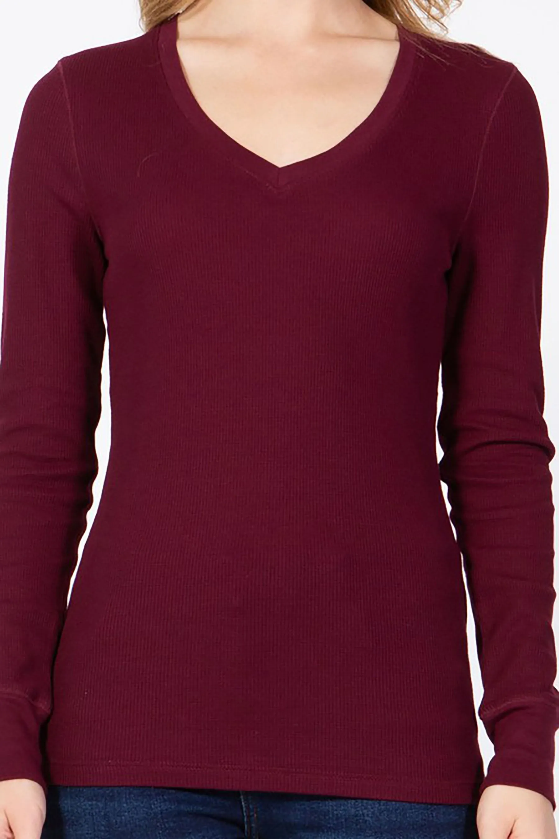 Women's Long Sleeve V-Neck Thermal Top