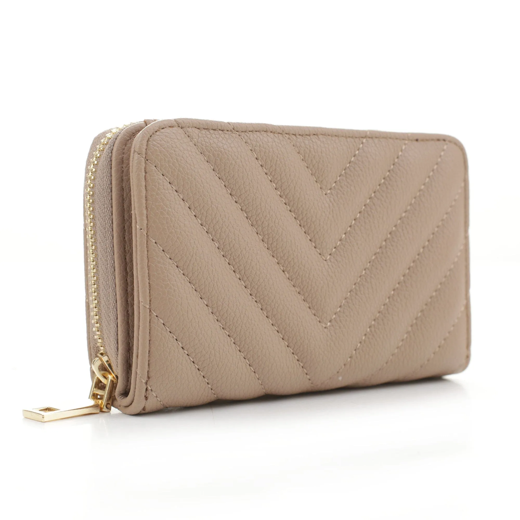 WQ1196 Nyla Chevron Quilted Zip Wallet