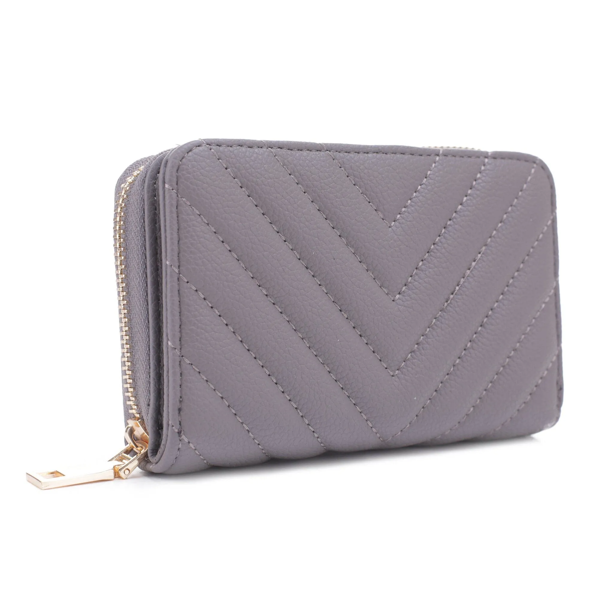 WQ1196 Nyla Chevron Quilted Zip Wallet