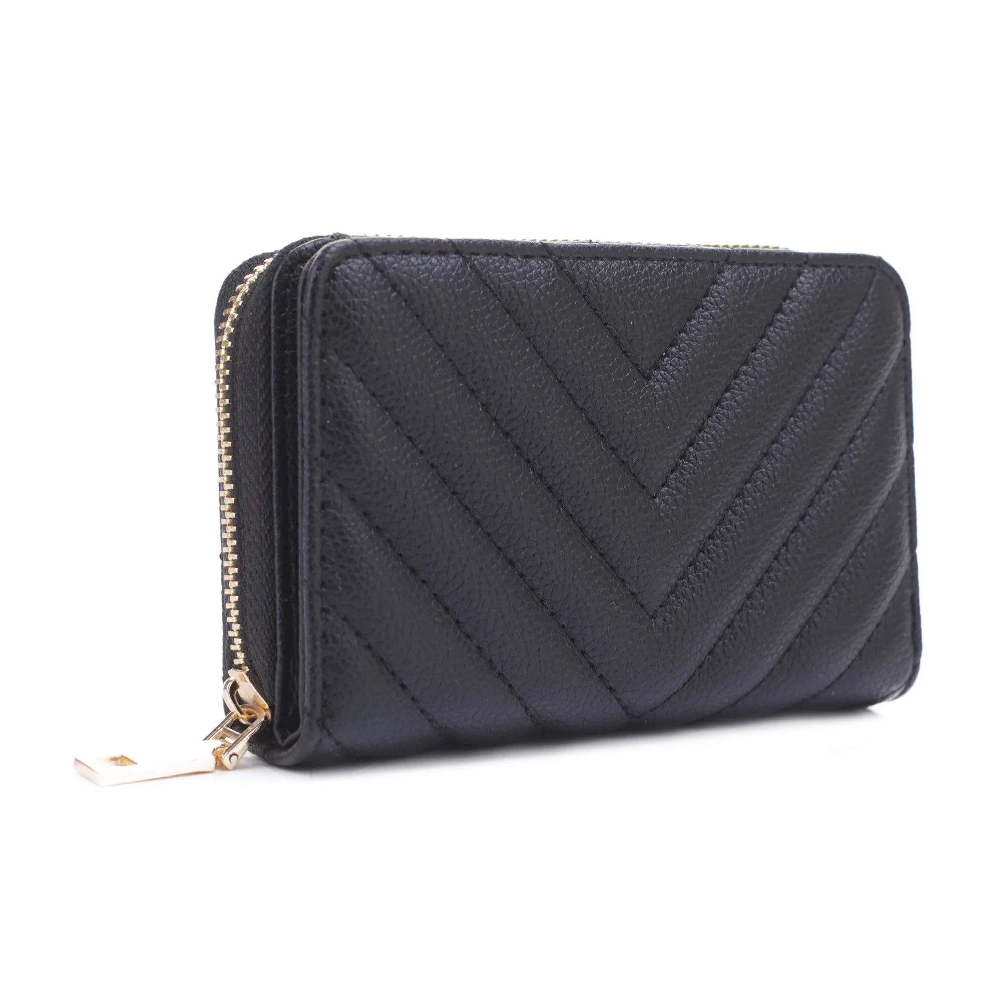 WQ1196 Nyla Chevron Quilted Zip Wallet