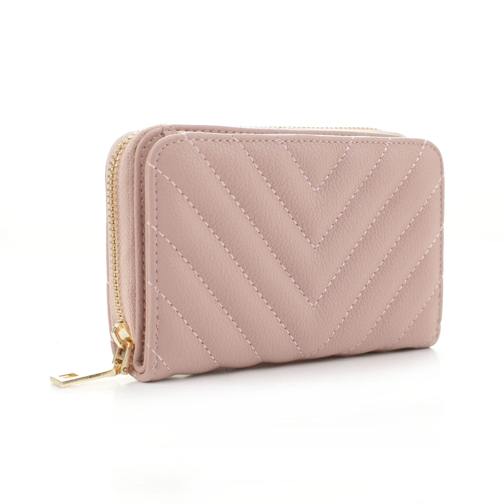 WQ1196 Nyla Chevron Quilted Zip Wallet