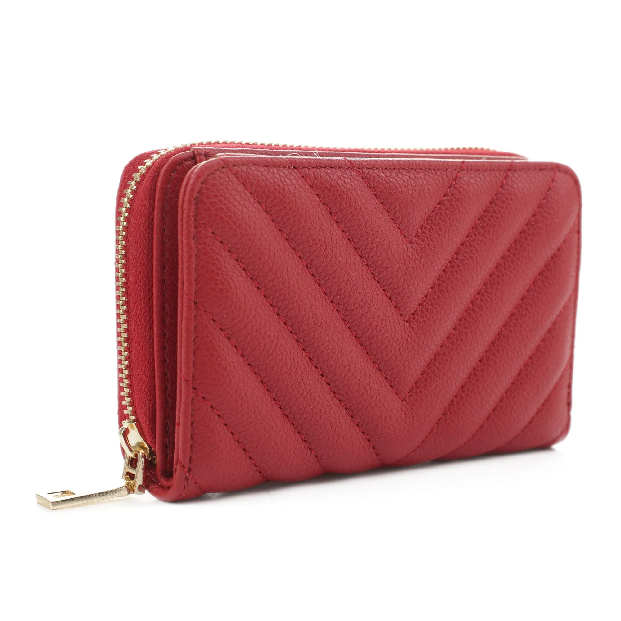 WQ1196 Nyla Chevron Quilted Zip Wallet