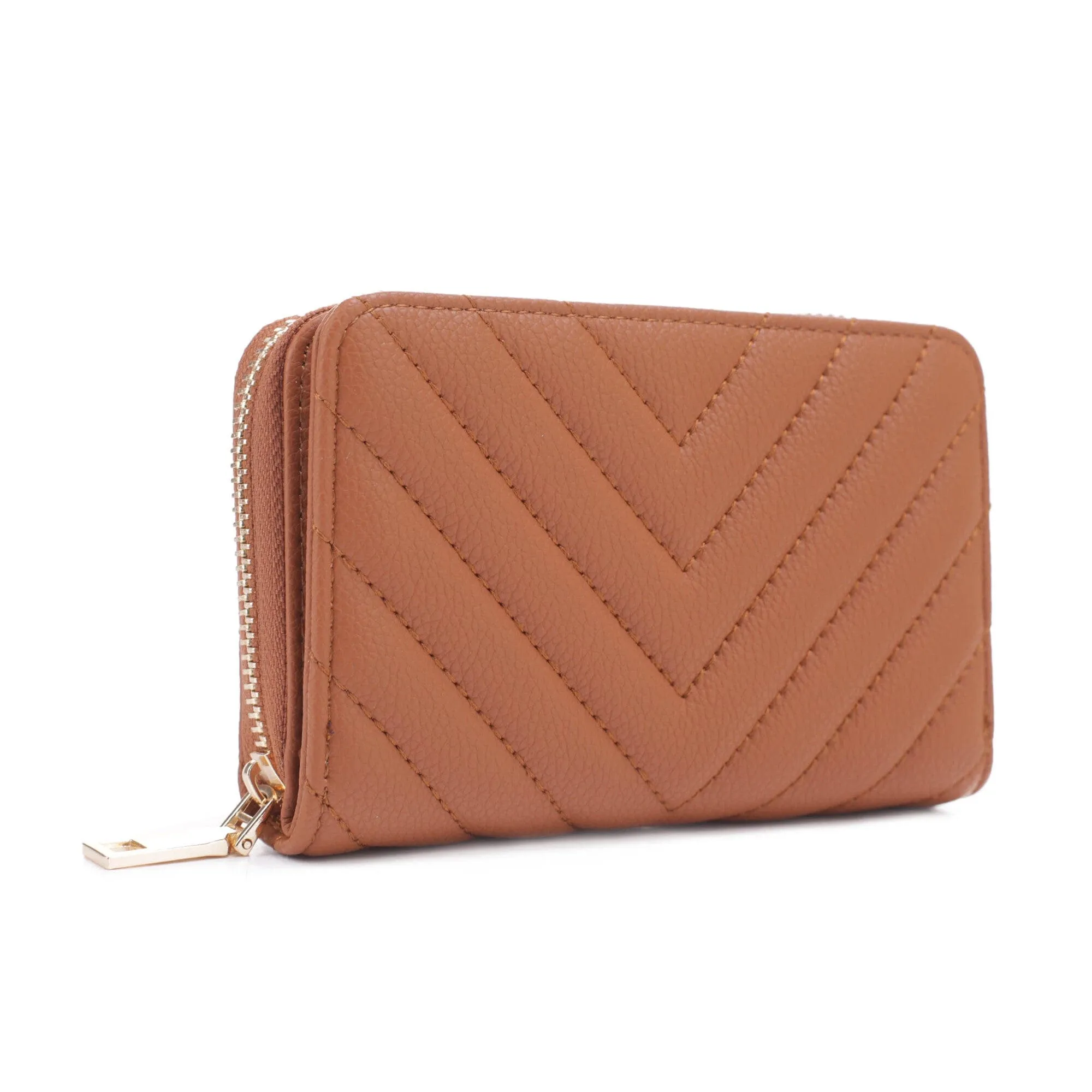 WQ1196 Nyla Chevron Quilted Zip Wallet