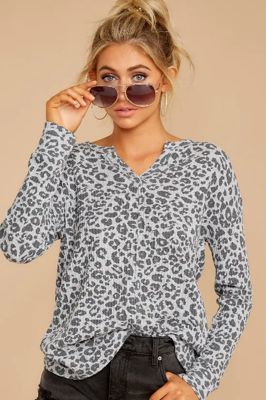 Z Supply split neck thermal top leopard print ZT193105