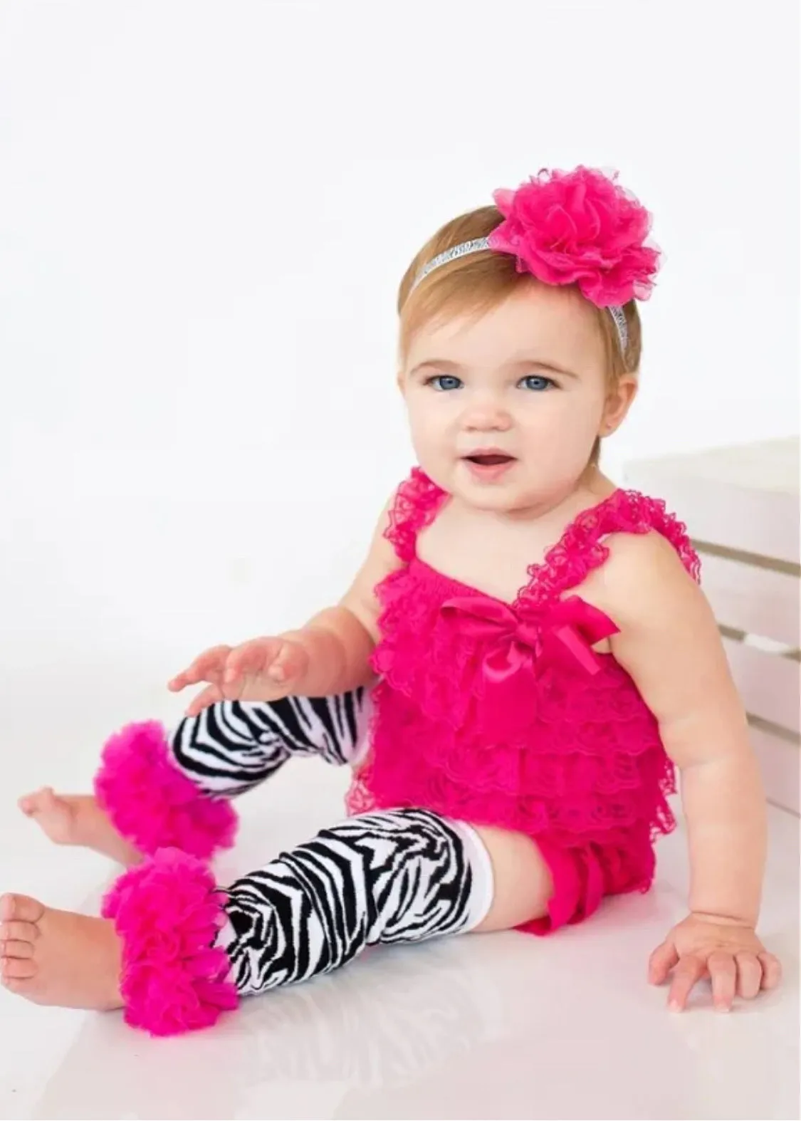 Zebra Print Leg Warmers with Hot Pink Ruffles